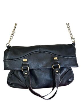 Kate Landry Black Helena Whipstitch convertible Crossbody Shoulder Tote Bag